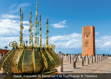 Rabat, mausolée de Mohamed V et Tour Hassan Télérama