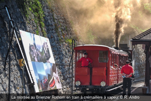 La montée au Brienzer Rothorn en train à crémaillère à vapeur R. Andro