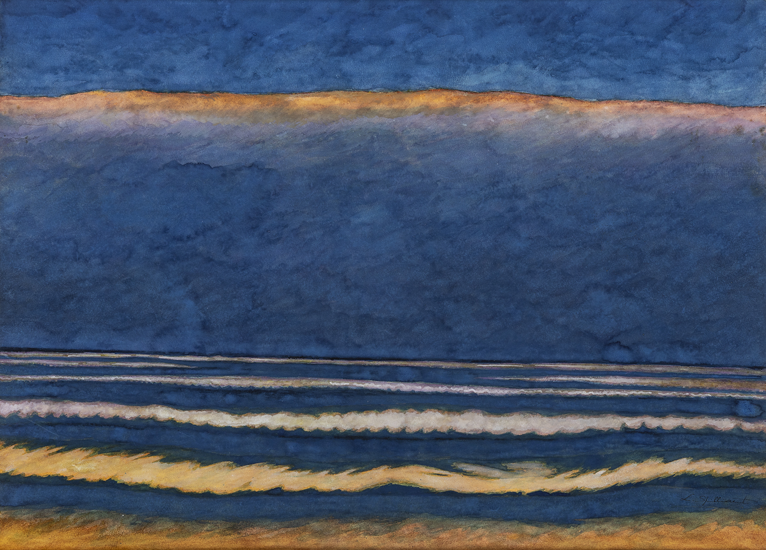 Léon Spilliaert, Marine bleue et jaune, 1934, aquarelle, gouache sur papier